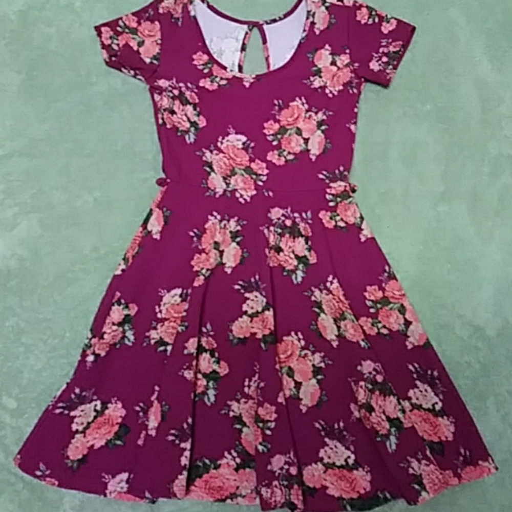 Pink floral print dress